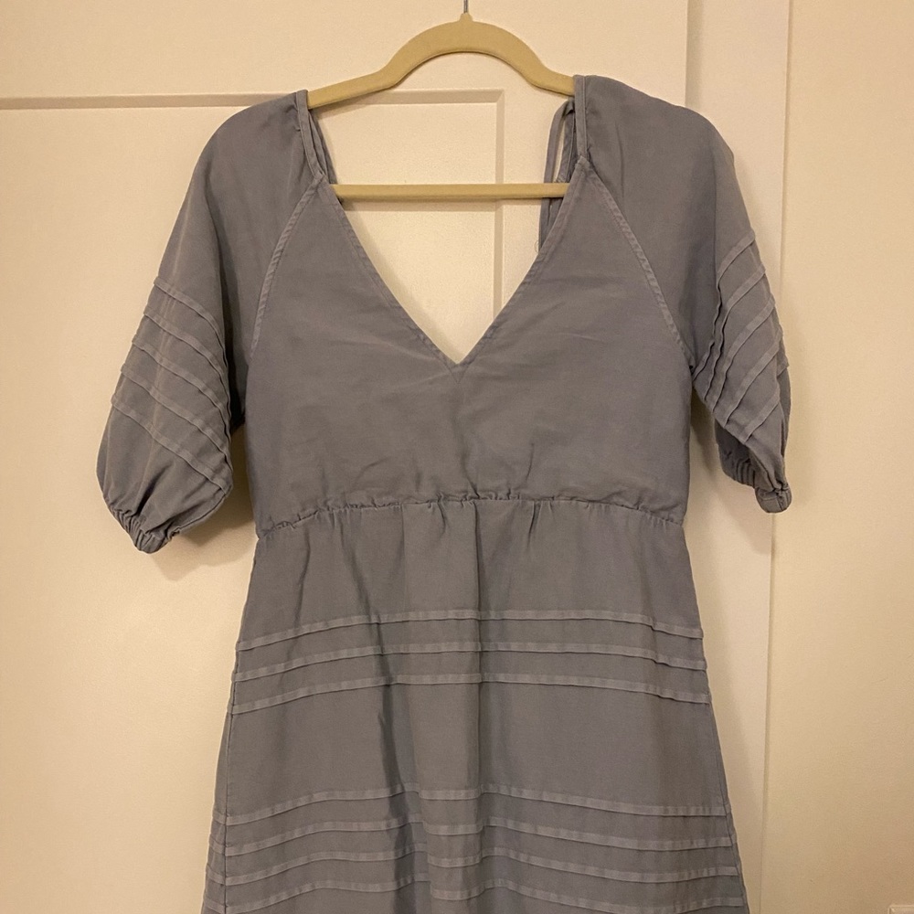 Blue statement sleeve dress